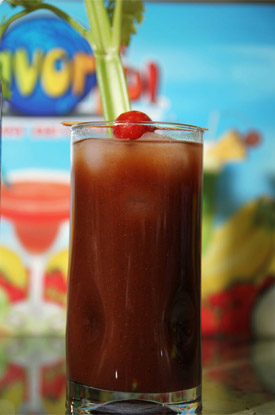 Bloody Mary with Celery and Tomato Garnish