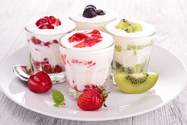 Plate of Fresh Fruit Yogurt Parfaits